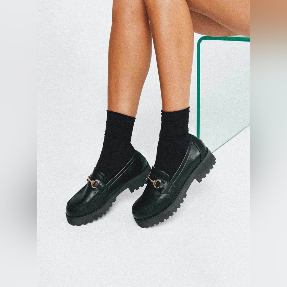 NWOT Princess Polly Black Saxton Loafers sz 9